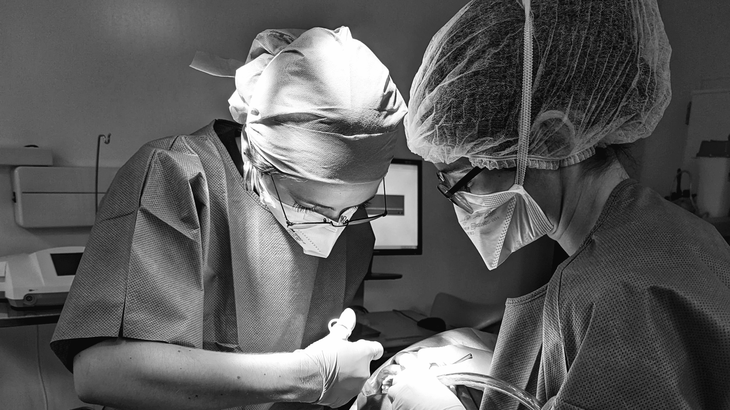 Deux dentistes réalisant une intervention dans le cadre de PH Training organisme de formation